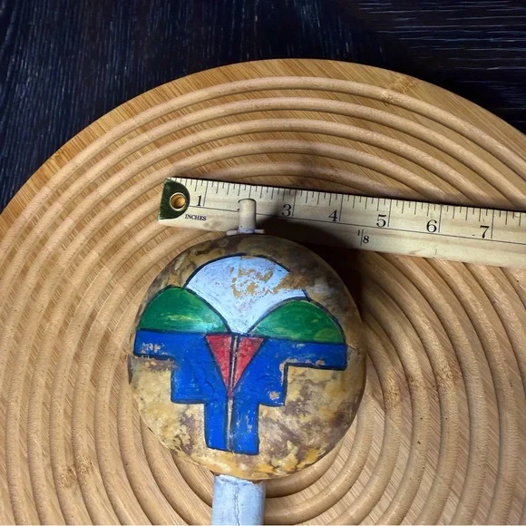 Vintage Native American Handmade & Painted Shaman Hopi Ground Rattle